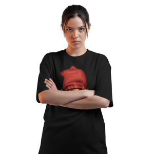 Peeking Eyes Graphic Oversized Black T-Shirt for Men & Women | Premium Cotton Streetwear Tee