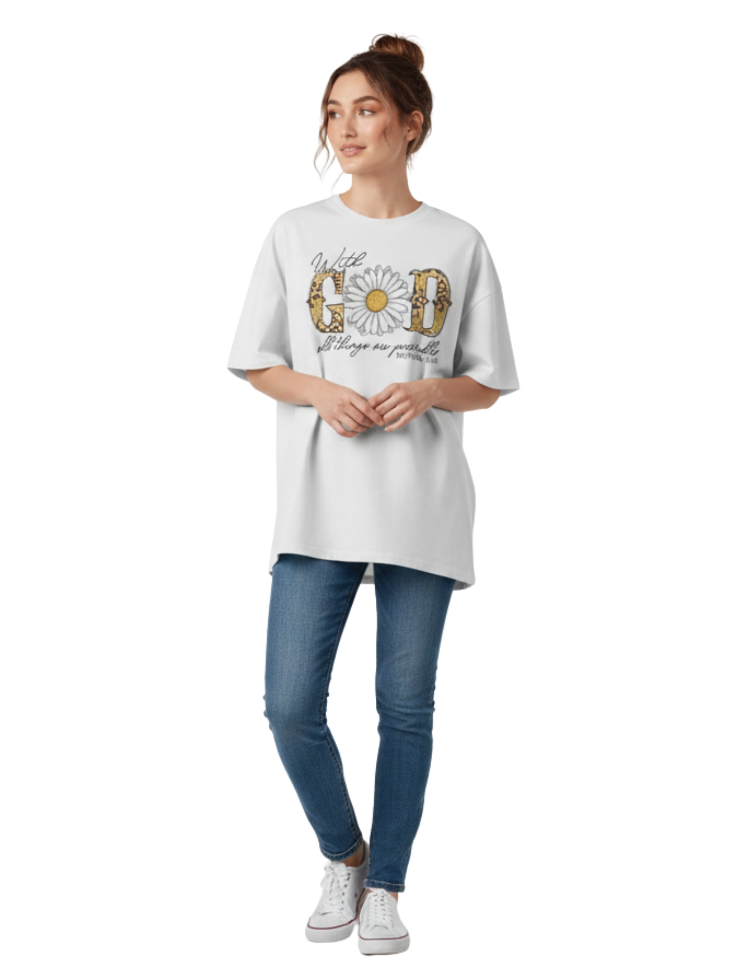Daisy Flower & Leopard Print Christian Graphic Tee | Faith T shirt - Image 9