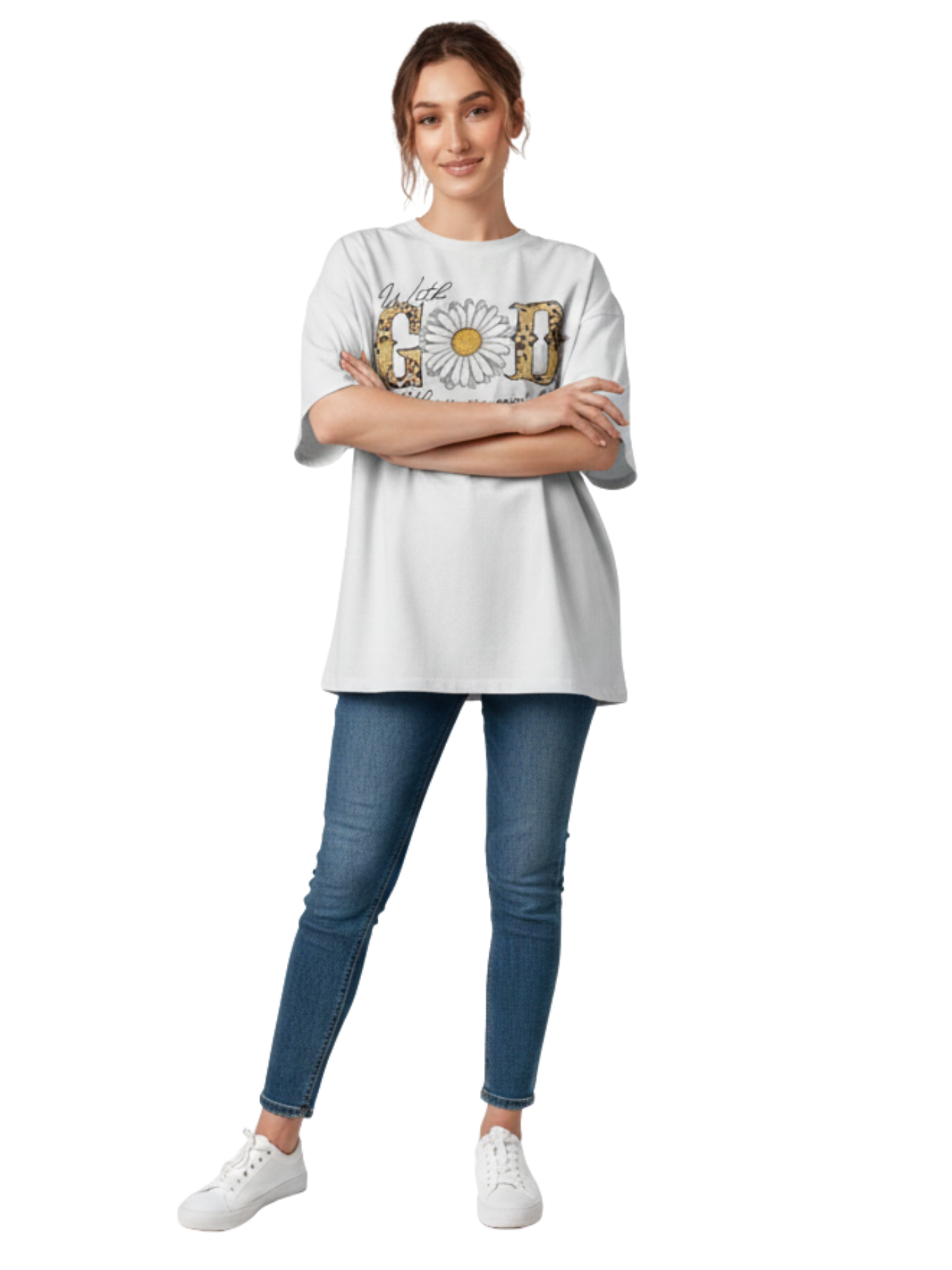 Daisy Flower & Leopard Print Christian Graphic Tee | Faith T shirt - Image 4