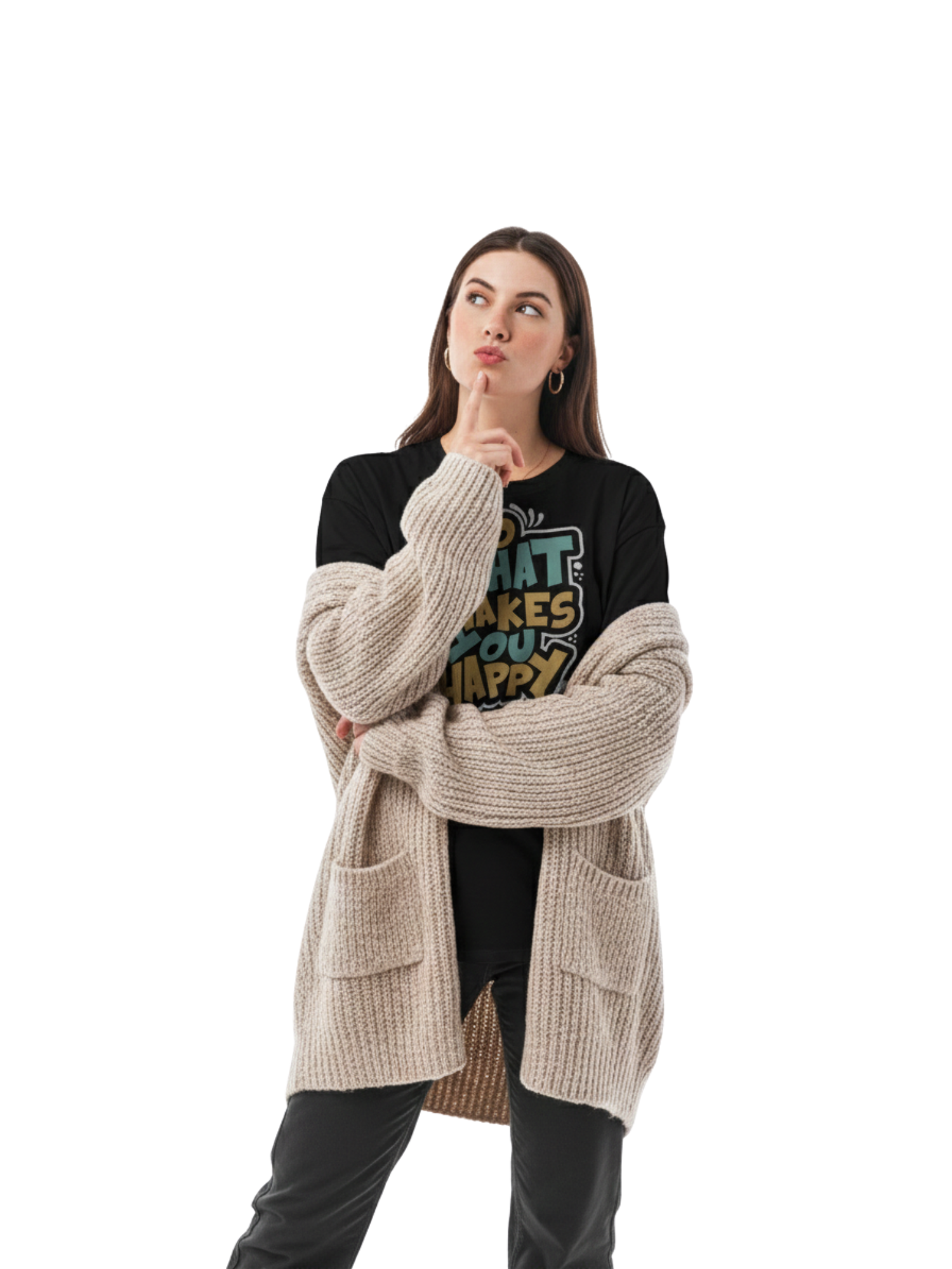 Oversized Black “Do What Makes You Happy” Graphic T-Shirt – Premium 260 GSM Pure Cotton Unisex Tee