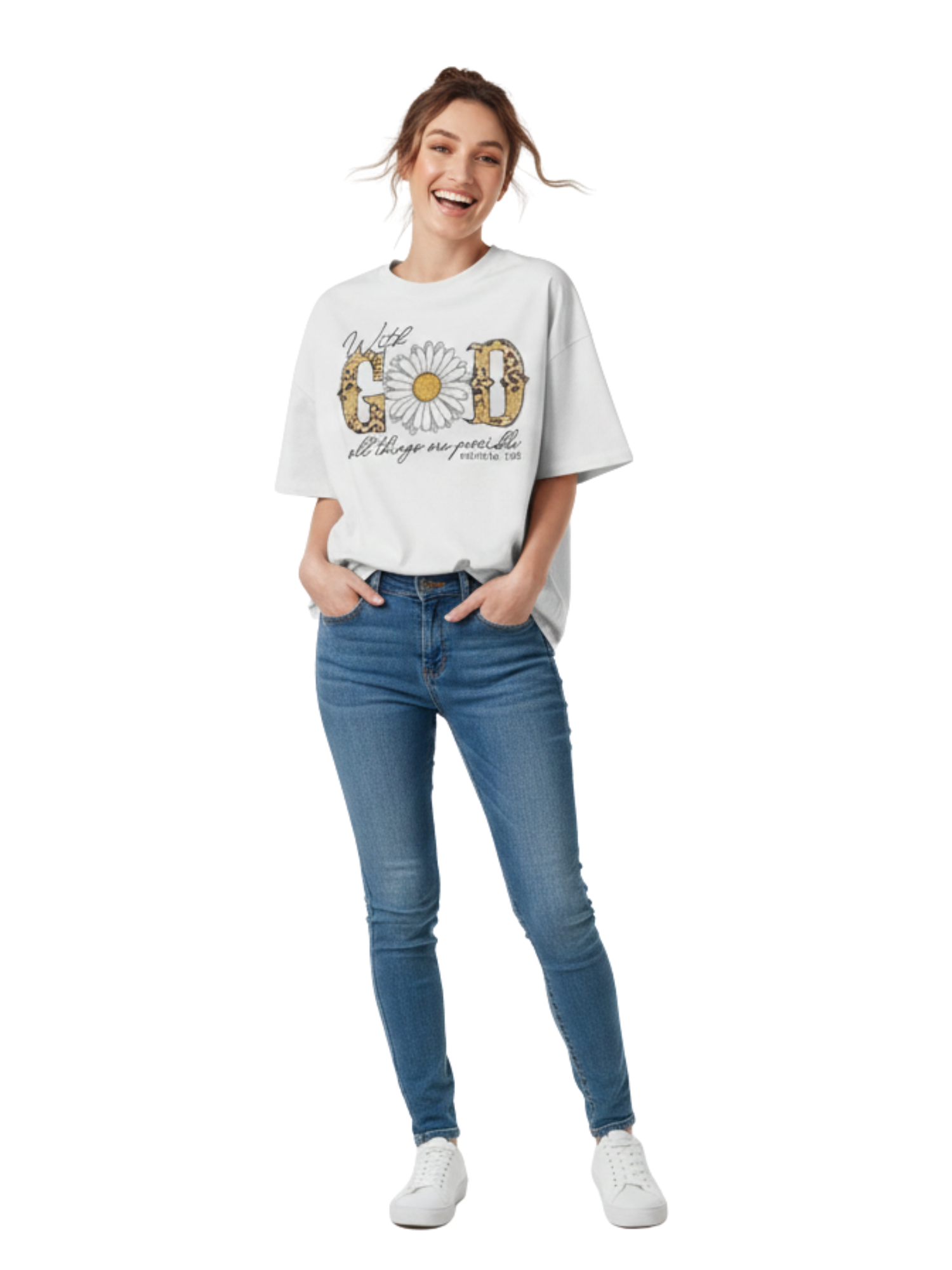 Daisy Flower & Leopard Print Christian Graphic Tee | Faith T shirt - Image 6