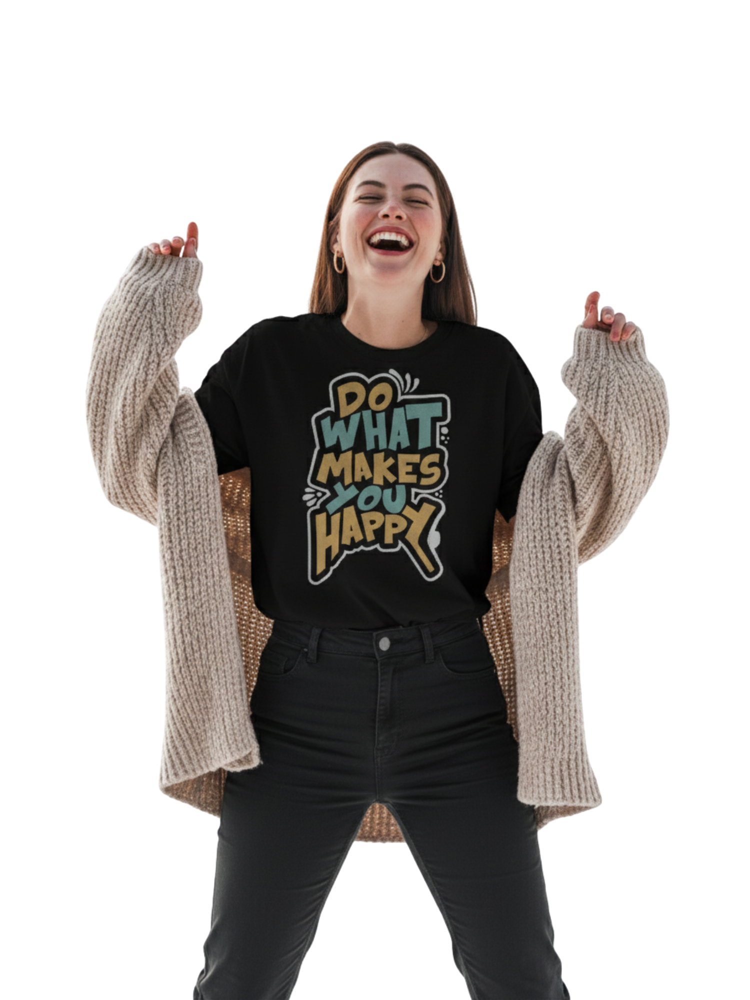 Oversized Black “Do What Makes You Happy” Graphic T-Shirt – Premium 260 GSM Pure Cotton Unisex Tee