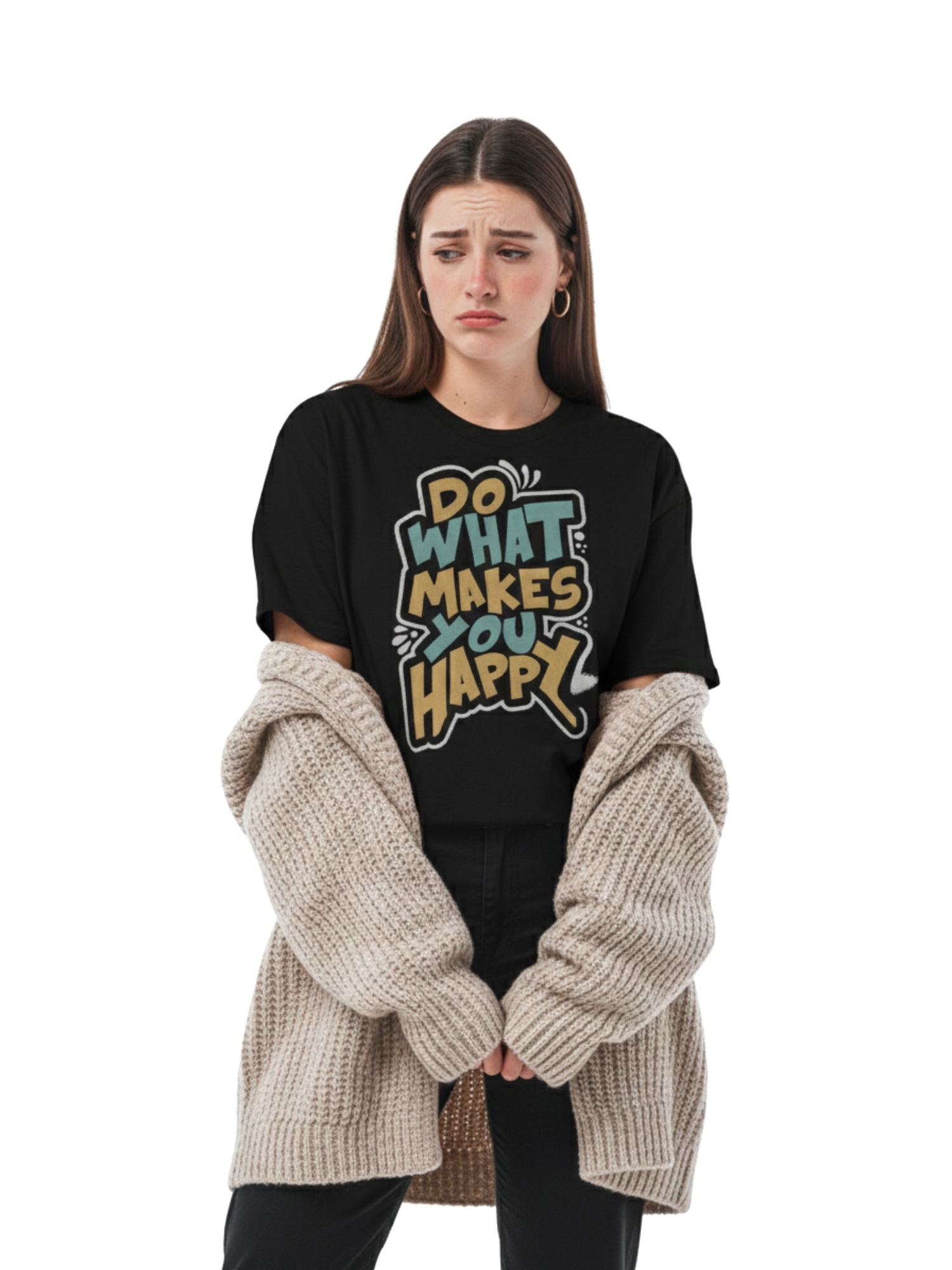 Oversized Black “Do What Makes You Happy” Graphic T-Shirt – Premium 260 GSM Pure Cotton Unisex Tee