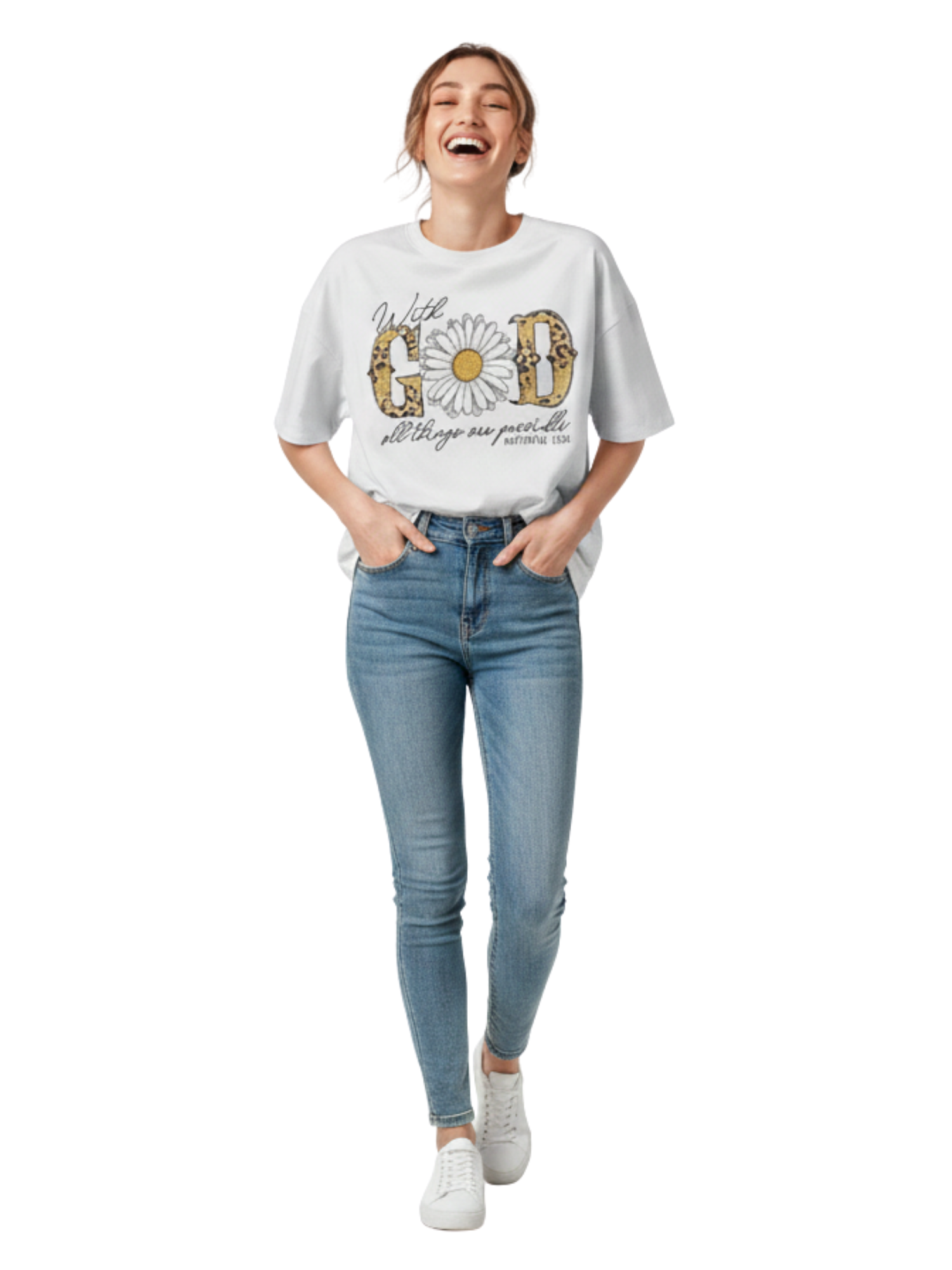 Daisy Flower & Leopard Print Christian Graphic Tee | Faith T shirt - Image 7